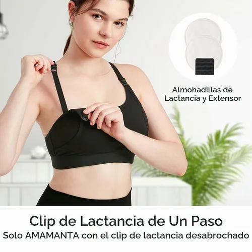 Vista 3 de Brasier de extracción manos libres, cómodo brasier de extractor de leche con almohadillas, brasier de lactancia ajustable para bombeo. Se adapta a