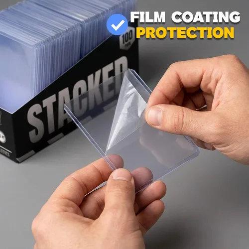 Vista 2 de Paquete de 100 portatarjetas Top Loader con 100 fundas de centavo – Rígidos 3x4 Toploaders con revestimiento de película protectora, protectores