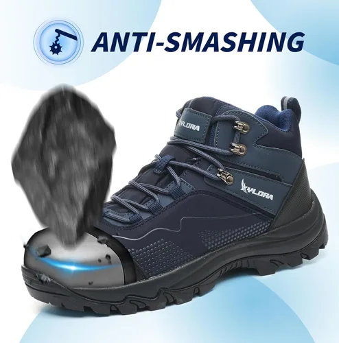 Vista 4 de Botas impermeables con punta de acero para hombres, de ancho amplio, antideslizantes, para trabajo, ligeras, zapatos de seguridad, antideslizantes