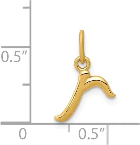 Vista 3 de Colgante de oro amarillo macizo de 14 quilates con letra inicial de letra inicial R, Metal