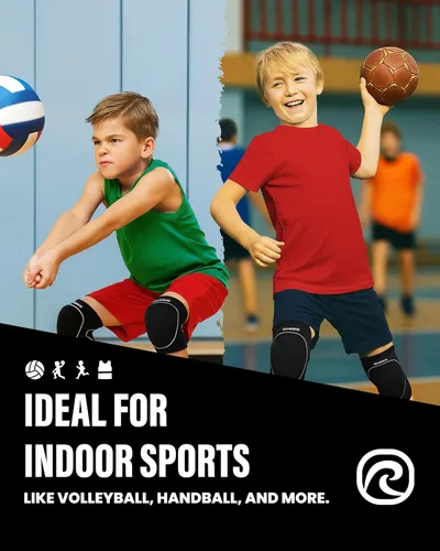 Vista 4 de Rehband Rodilleras para niños, 1 par, protectores de rodilla para voleibol, cómodas y de alta protección, rodilleras infantiles para deportes