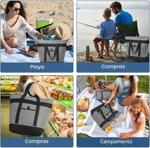 Vista 7 de Insulated Cooler Bag Reusable Grocery Tote Bags Transport Large Lunch Box for Women