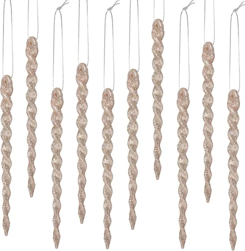 Vista 14 de 30 piezas de carámbanos de plástico trenzados para árbol de Navidad; adornos colgantes para árbol de Navidad, fiesta de Navidad, boda, fiesta