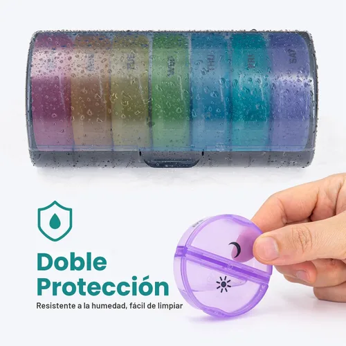 Vista 5 de Sukuos - Organizador semanal de pastillas grande, dos veces al día; pastillero diario de 7 días fácil de abrir con doble protección, estuche