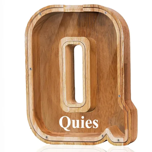 Vista 30 de Alcancía de madera grande personalizada con letras – Alcancía de letras para niños y niñas, regalo de cumpleaños (A)