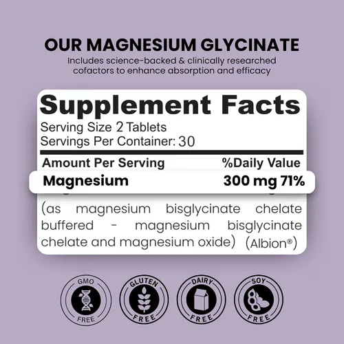 Vista 2 de Zaytun Halal Glicinato de magnesio 300 mg, alta absorción, sin gluten y gelatina, sin OMG, vegetariano, 60 tabletas, fabricado en Estados Unidos