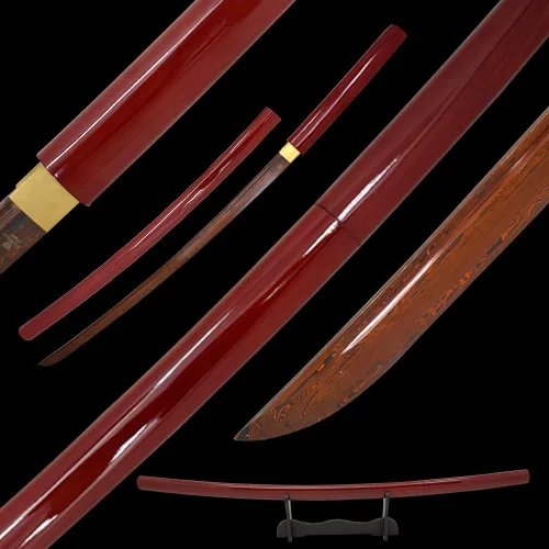 Vista 4 de Espada Samurai Japonesa Shirasaya Hecha a Mano, Katana Filosa, Hoja de Acero de Alto Carbono