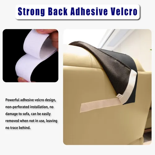 Vista 6 de Funda antideslizante para reposacabezas para silla reclinable y sofá, funda con cobertura extra ancha, protector de muebles y cintas adhesivas Negro