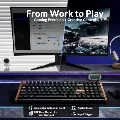 Vista 6 de Keychron K4 HE - Teclado mecánico inalámbrico compacto 96% con efecto Hall con teclado numérico, interruptor magnético, activación rápida, RGB