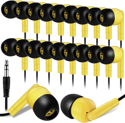 Vista 8 de Kanayu Paquete de 50 auriculares con cable a granel para aulas, auriculares básicos para estudiantes, sin micrófono, con conector de 0.138 in