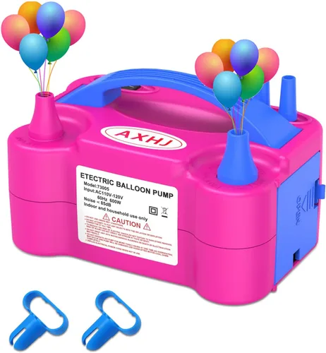 Vista 8 de AXHJ Bomba eléctrica para globos, bomba eléctrica portátil de globo de aire de doble boquilla, inflador de globos para decoraciones de fiestas