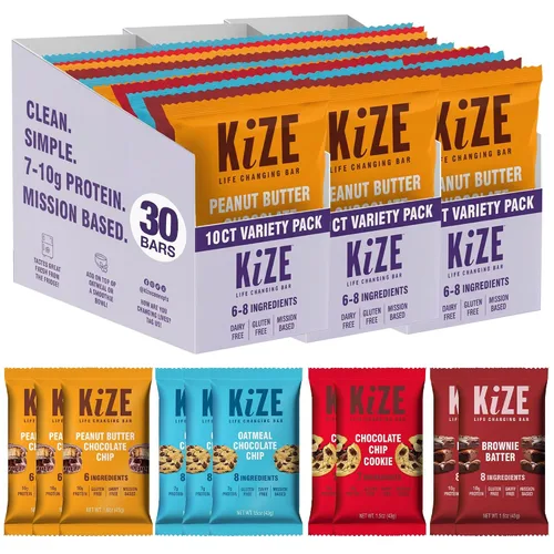 Vista 12 de KiZE Energy Bars - Barras energéticas de reemplazo de comidas con alto contenido de proteínas, a base de mantequilla de almendras, sin gluten, sin
