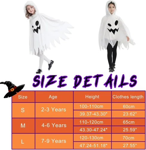 Vista 5 de Jimall - Disfraces de Halloween para niñas y fantasmas, Blanco