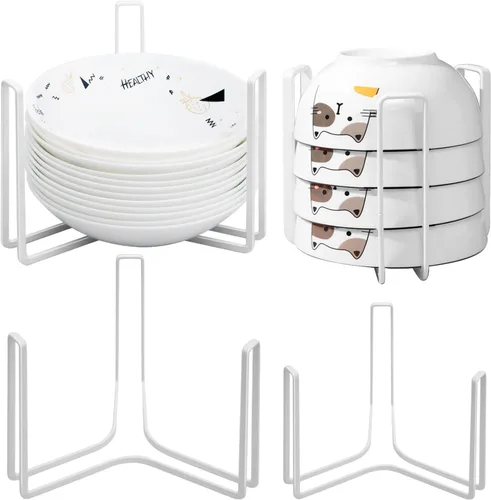 Vista 8 de Soporte para Platos y Cuencos de Vajilla Apto para Cuencos de 6.5 Pulgadas de Diámetro, Estante de Exhibición y Almacenamiento de Cuencos de Metal