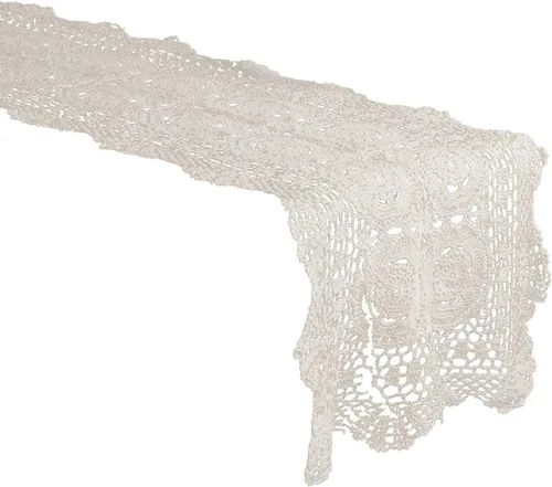 Vista 6 de Fennco Styles - Mantel de algodón hecho a mano con encaje de ganchillo
