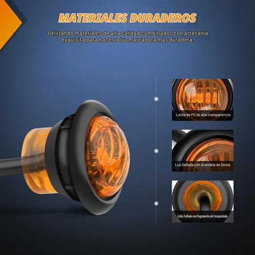 Vista 4 de Nilight Luz de marcador redonda de 3/4 pulgadas, 10 unidades, luz LED ámbar de separación, 2 conectores, indicadores laterales, luces de bala IP68