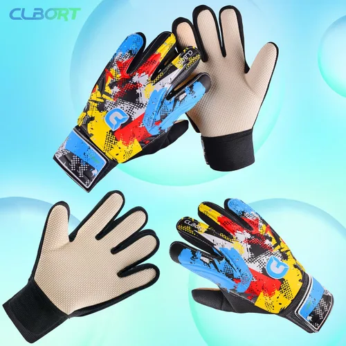 Vista 19 de Guantes de portero de fútbol para jóvenes y niños, guantes de portero con palmas de súper agarre, guantes de fútbol antideslizantes, protección