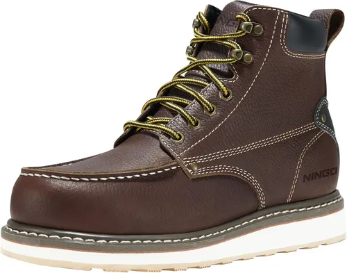 Vista 15 de HISEA NINGO Botas de trabajo para hombre, botas de acero y punta suave, 6 pulgadas, resistentes al agua, antideslizantes, zapatos de trabajo