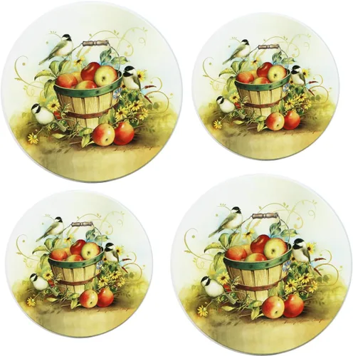 Vista 2 de Reston Lloyd, Fundas para quemadores para estufa eléctrica, fundas decorativas de lata ligeras, juego de 4 (2-8 pulgadas y 2-10 pulgadas), oculta
