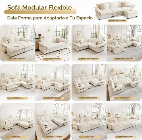 Vista 4 de KKL Sofá Seccional Modular de 89 Pulgadas, Sofá de Amor de 2 Asientos Sofá Nube con Asiento Profundo, Sofás Seccionales de Chenilla para Sala