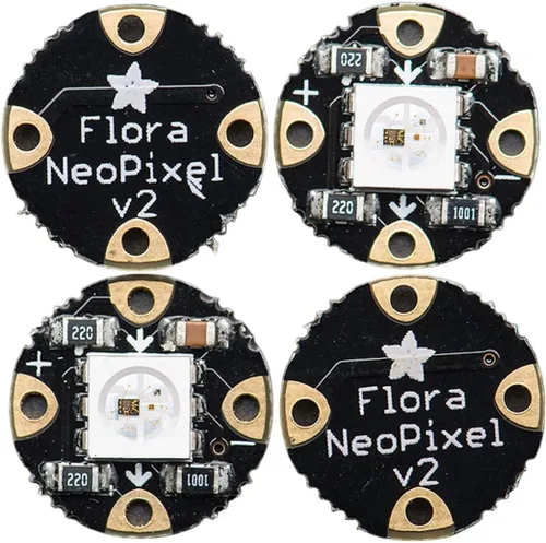Vista 4 de Adafruit Flora RGB Smart NeoPixel versión 2 - Paquete de 4 [ADA1260]