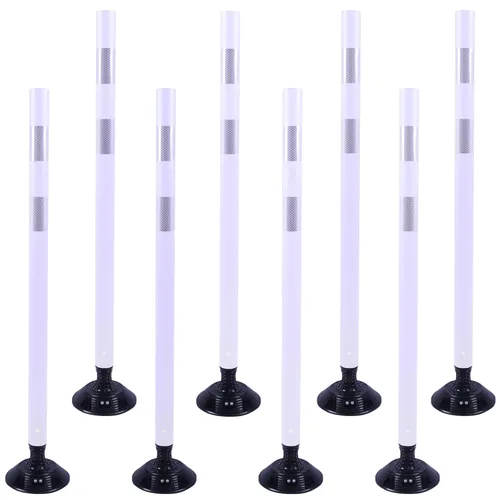 Vista 11 de OrangeStar Paquete de 8 conos de tráfico azules con base de resorte, postes de delineador de 48 pulgadas con rayas reflectantes para seguridad vial