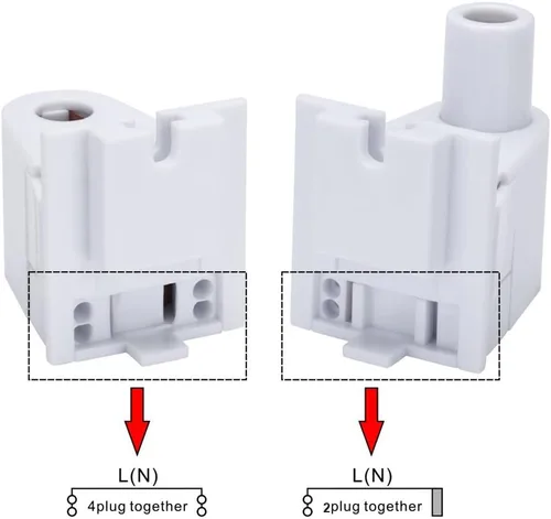 Vista 5 de 10 pares de conectores de base de lápida con T8 de un solo pin FA8 de 8 pies de bombilla LED de repuesto de émbolo fluorescente