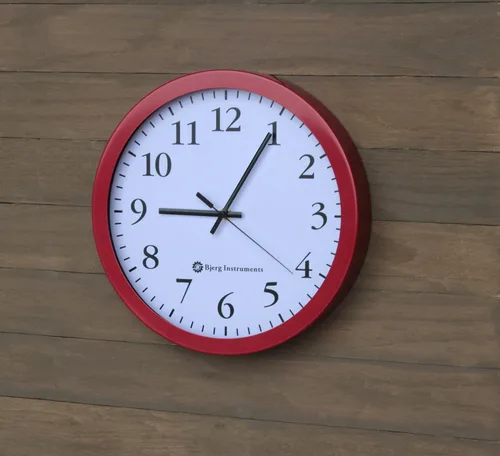 Vista 3 de Bjerg Instruments Moderno reloj de pared silencioso de acero de 12 "con movimiento sin tictac (rojo)