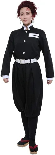 Vista 2 de miccostumes Disfraz de cuerpo de pilar negro para hombre uniforme negro
