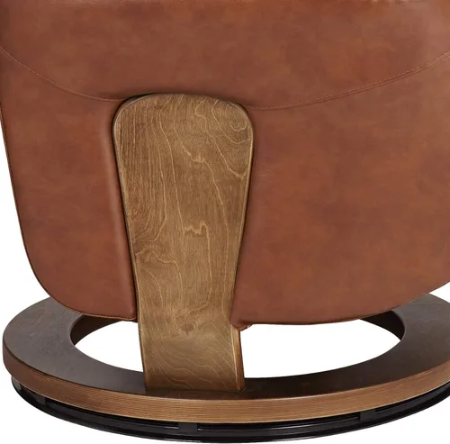 Vista 7 de Benchmaster Augusta - Sillón reclinable giratorio de piel sintética marrón, moderno, cómodo reposapiés reclinable manual, reposacabezas ajustable