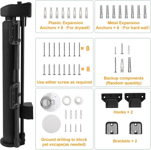 Vista 8 de Puerta corta para perro, puertas retráctiles para perros de 14 pulgadas de alto, puerta retráctil de malla para mascotas, extendida hasta 55