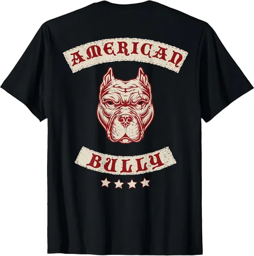 Vista 2 de Pit Bull American Bully Dog Raza MC Style (diseño en la espalda) - Camiseta