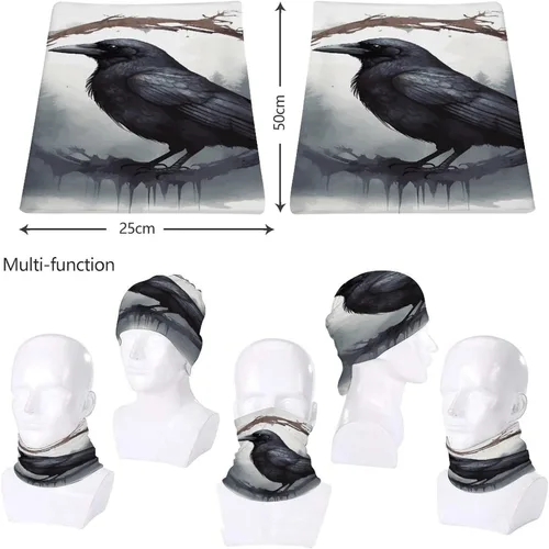 Vista 8 de Neck Gaiter Upf 50 Sun Protection Black Crow Face Mask Cover Moisture Wicking & Quick Dry Neckerchief Seamless Headwear Ski Gaiter Breathable Sports