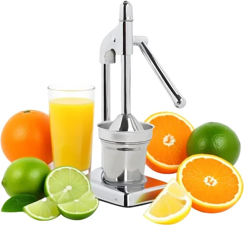 Vista 4 de Exprimidor manual de hierro fundido, exprimidor manual resistente de acero inoxidable, exprimidor de frutas para jugo de naranja de limonada fresca