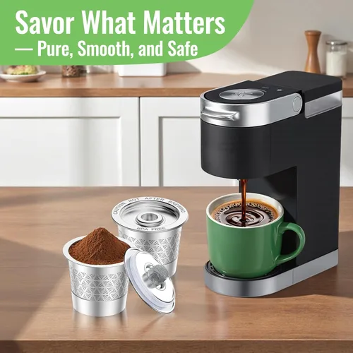 Vista 8 de CAPMESSO Tazas K reutilizables para Keurig: cápsulas de café recargables Kcup actualizadas 2026 - Tazas K de acero inoxidable completas