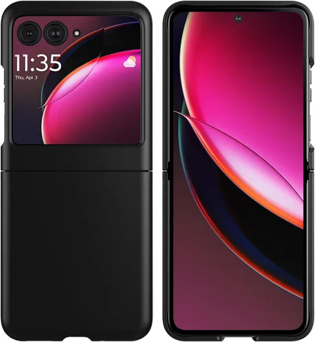 Vista 3 de Cresee Funda para Motorola Razr Plus 2023 Con Protector De Pantalla Externa - Funda De Teléfono De PC Dura Delgada Para Moto Razr+2023 - Negro+Vidrio