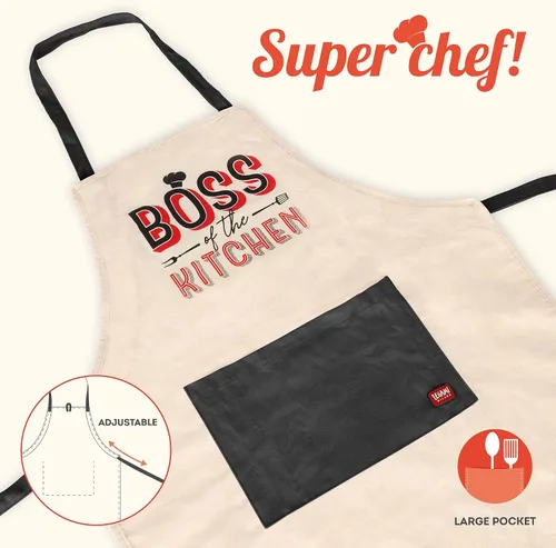 Vista 2 de LEGAMI - Men's Women's Kitchen Apron, Super Chef, Front Pocket, Adjustable, One Size, Machine Washable, Size 56 x 76 cm