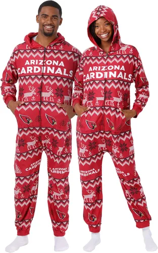 Vista 40 de FOCO Unisex NFL Team Logo Pajamas One Piece Onesie Patrón feo navideño