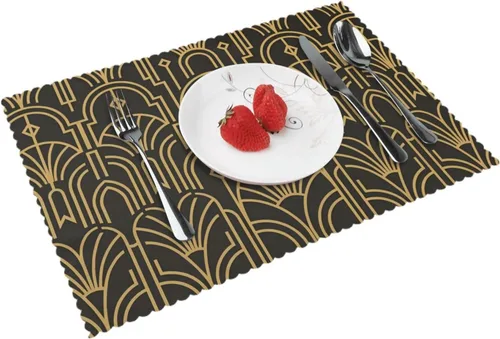 Vista 15 de Rectangular Placemats Set of 4, Heat Resistant Abstract Marbling Printed Kitchen Dining Table Mats