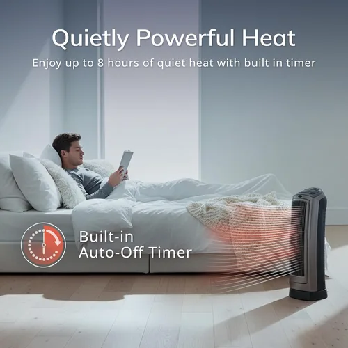 Vista 12 de Lasko Calentador de torre de cerámica digital oscilante para el hogar con termostato ajustable, temporizador y control remoto, 23 pulgadas, 1500 W