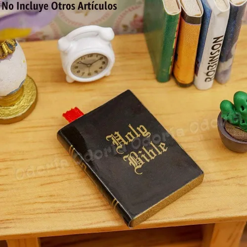 Vista 2 de Odoria 1/12 en miniatura de libro de la Biblia sagrada accesorios de decoración de casa de muñecas
