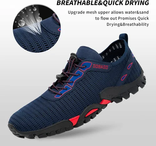 Vista 2 de SOBASO Zapatos de agua para mujeres y hombres, secado rápido, para natación, playa, zapatos acuáticos para deportes acuáticos, buceo, senderismo