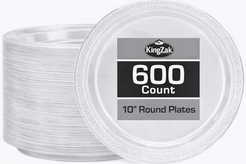 Vista 38 de Hanna K. Signature - Platos de plástico negro para fiesta, platos desechables de 7 pulgadas, 50 unidades, suministros de fiesta para aperitivos
