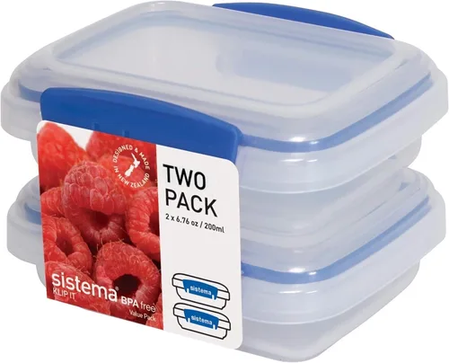 Vista 16 de Sistema KLIP IT Rectangular Collection Recipiente de almacenamiento de alimentos, 33.8 onzas/1.0 L, transparente/azul, 3