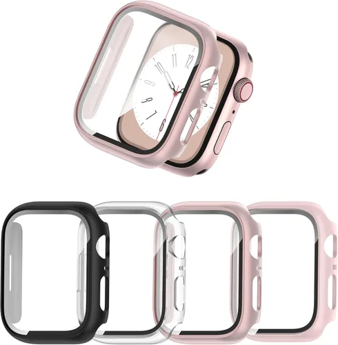 Vista 16 de COMMUTER - Juego de 4 fundas compatibles con Apple Watch de 40 mm Series SE 3ra Gen 2025 SE 2/1 6 5 4 con protector de pantalla de vidrio templado