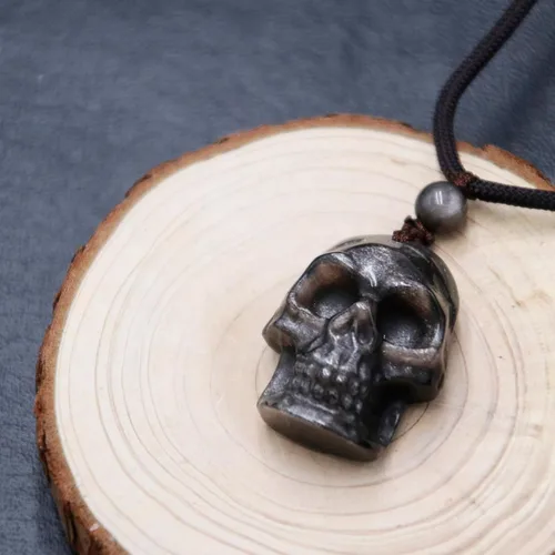 Vista 3 de GENASTO Collar de piedra de obsidiana, colgante de cristal curativo, joyería espiritual, piedra natural para felicidad y suerte, Piedra, Ágata