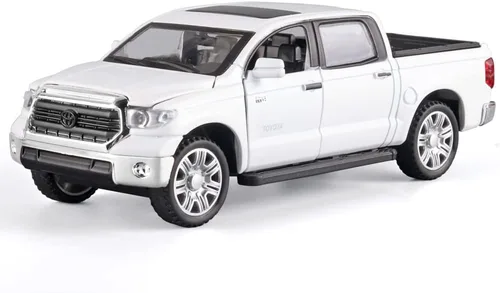 Vista 8 de OANMYJJO Camiones de juguete para niños 1/24 Tundra modelo de coche de metal fundido a presión camión de juguete tipo pickup con luz y sonido