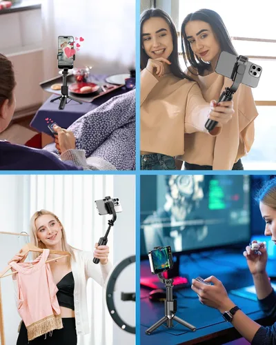 Vista 4 de Yeaki Trípode selfie stick con control remoto inalámbrico desmontable, trípode extensible de 32 pulgadas para iPhone compatible con Android, soporte