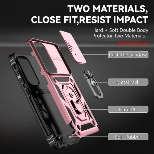 Vista 5 de HNHYGETE Funda para Samsung S23 con protector de pantalla HD: [grado militar de 20 pies probada en caídas] Funda protectora a prueba de golpes