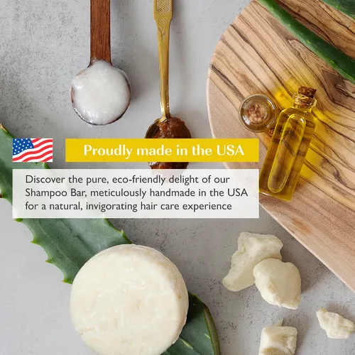 Vista 8 de Barra de champú sólido orgánico para cabello seco, rizado y adelgazante Nutrición profunda con aceite de marula y manteca de karité, manteca